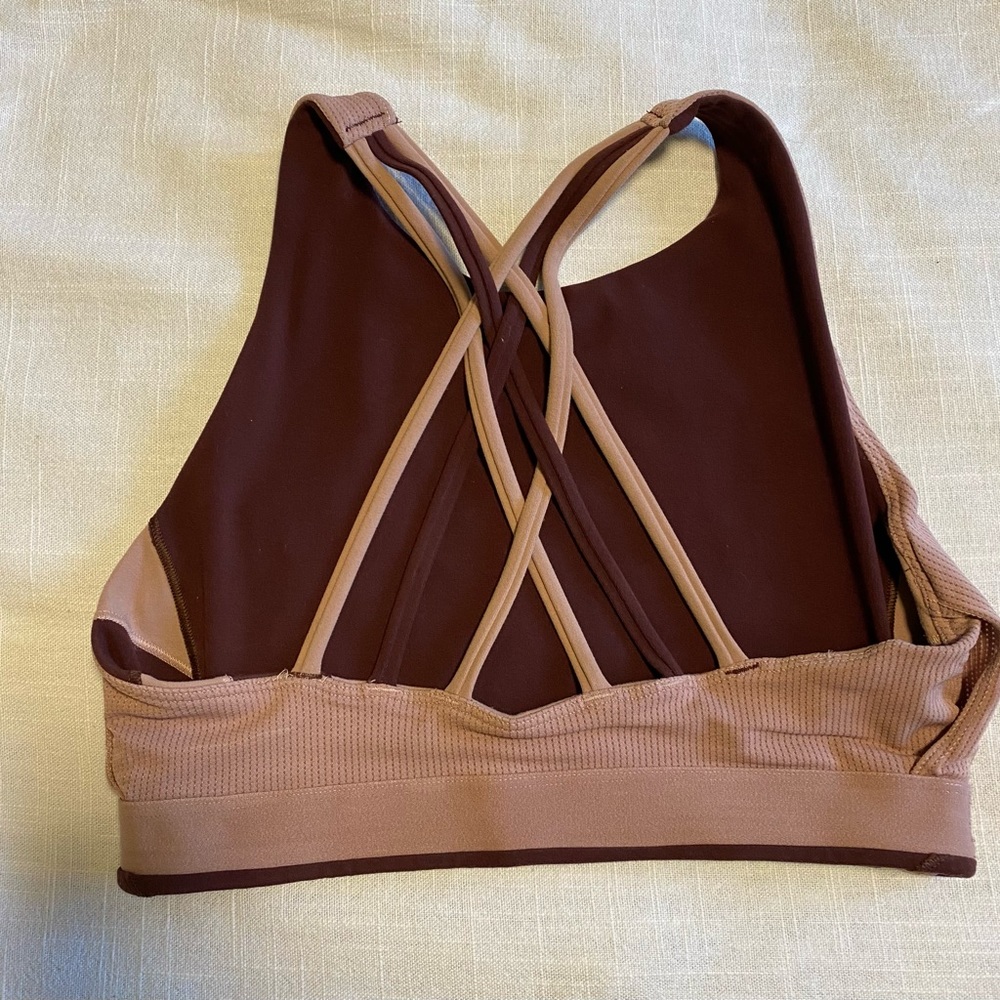 Athleta Hyper Focused Chroma Sports Bra in Maroon/Blush - Picture 7 of 7